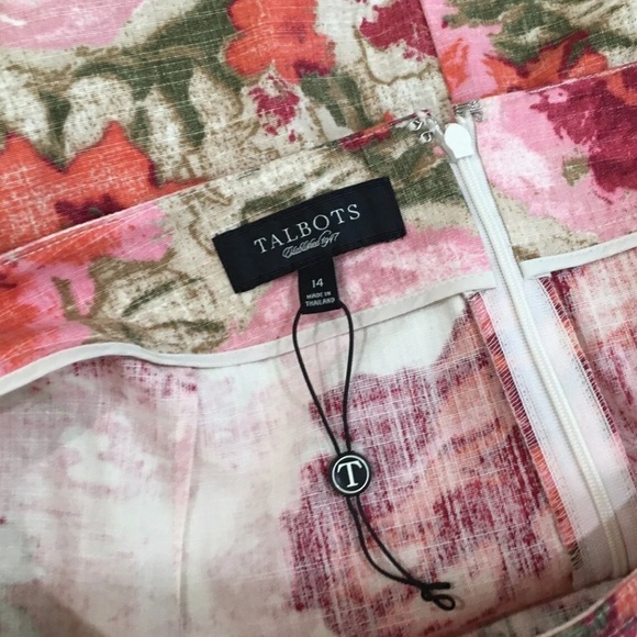 talbots pencil skirt watercolor multicolor floral - Picture 3 of 5